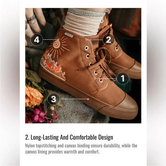 BANGS Brown High-Top Sneakers with Sun and Landscape Design size 7 - Picture 12 of 16